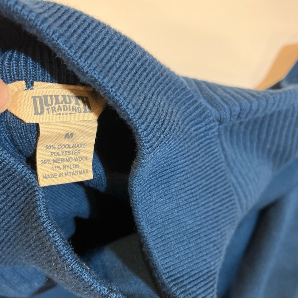 Duluth Trading Co Blue Merino Wool Polyester Blend Pullover Sweater Mens - Picture 4 of 8